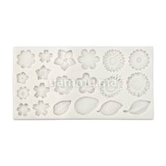 Moule Silicone 4 Feuilles et 16 Fleurs