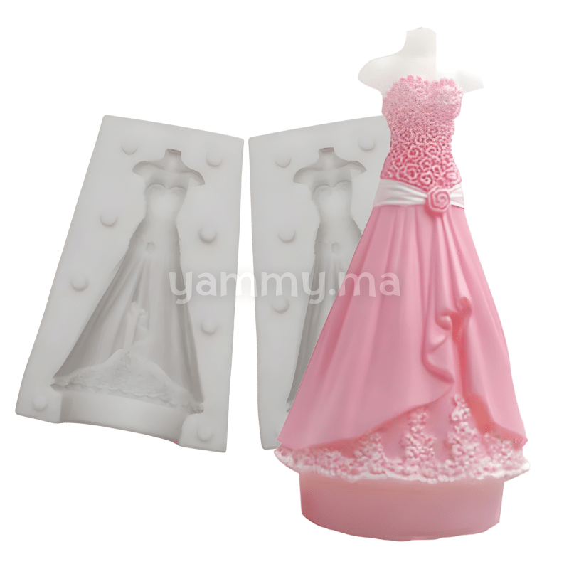 SET. 2 Moules Silicone pour la Robe de Mariage 3D
