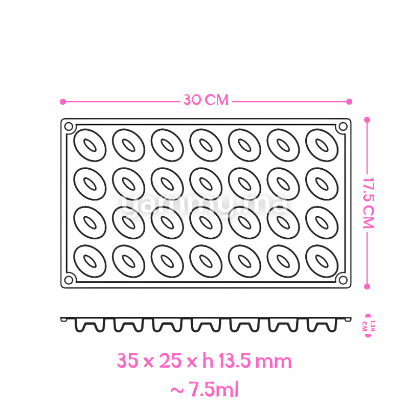 Moule Silicone Micro Savarine Oval "FR074" - Pavoni