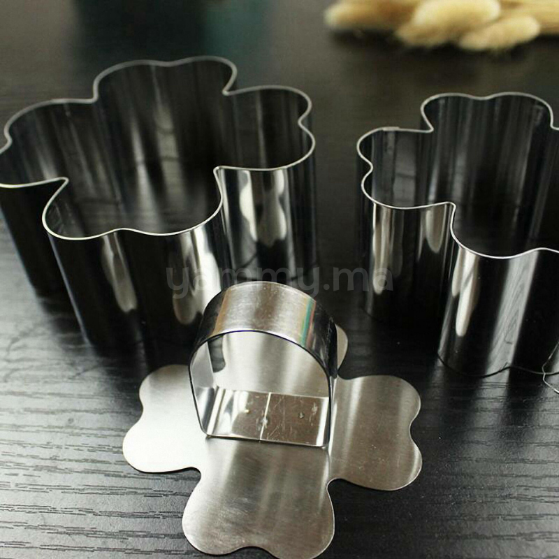 SET. 3 Moule en Inox a Mousse Individuel Fleur