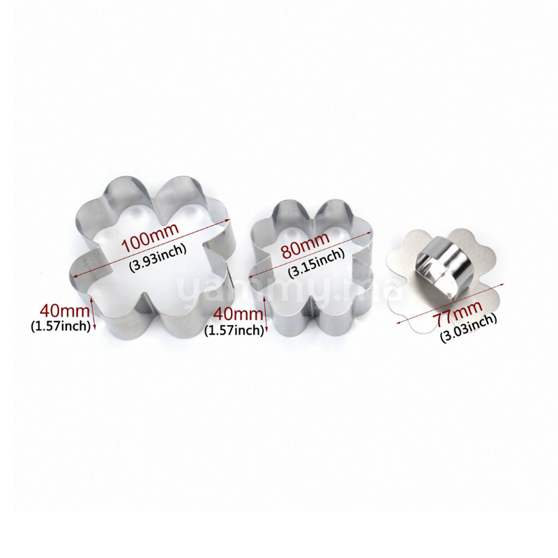 SET. 3 Moule en Inox a Mousse Individuel Fleur