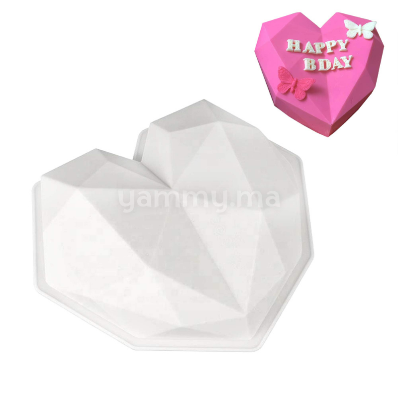 Moule Silicone 3D Coeur Géométrique