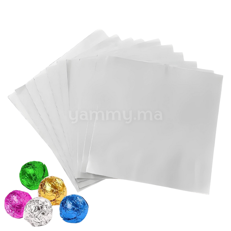 Emballage Pour Bonbons Argenté 100 feuilles 10 x 10 Cm