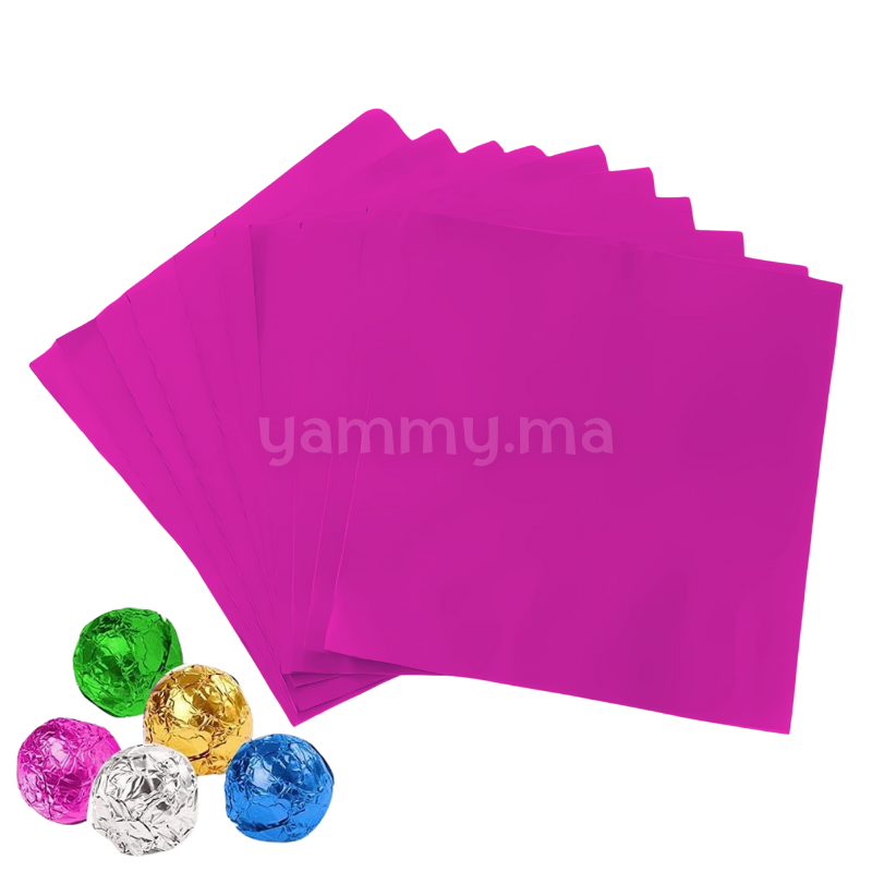 Emballage Pour Bonbons Fuchsia 100 feuilles 10 x 10 Cm