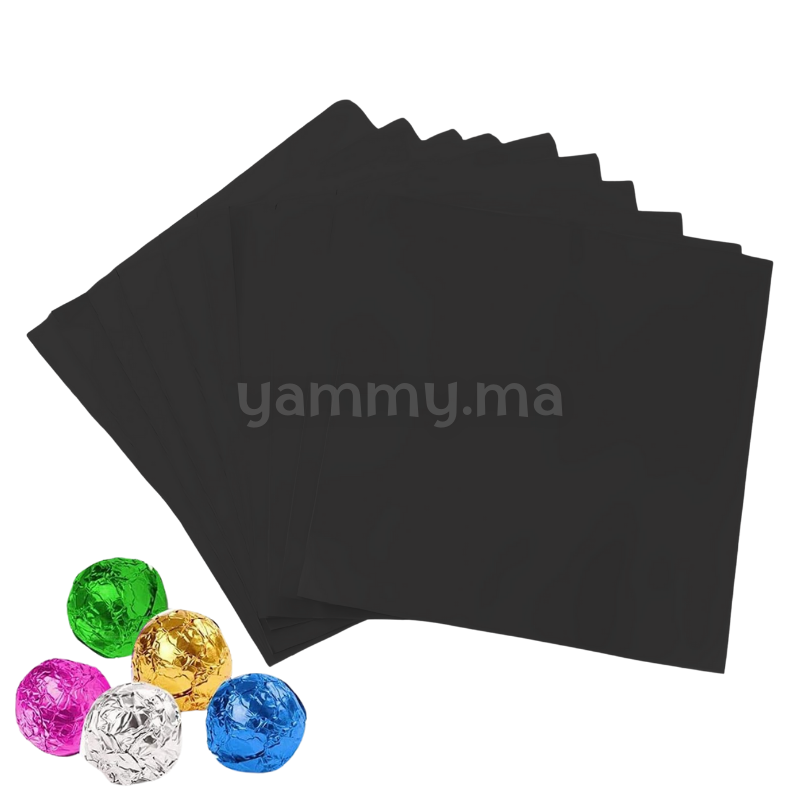 Emballage Pour Bonbons Noir 100 feuilles 10 x 10 Cm