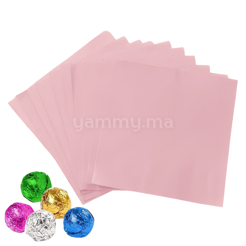 Emballage Pour Bonbons Rose Clair 100 feuilles 10 x 10 Cm