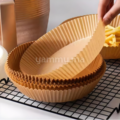Papier Cuisson Sulfurisé Rond pour Friteuse à Air Fryer x50 Pcs