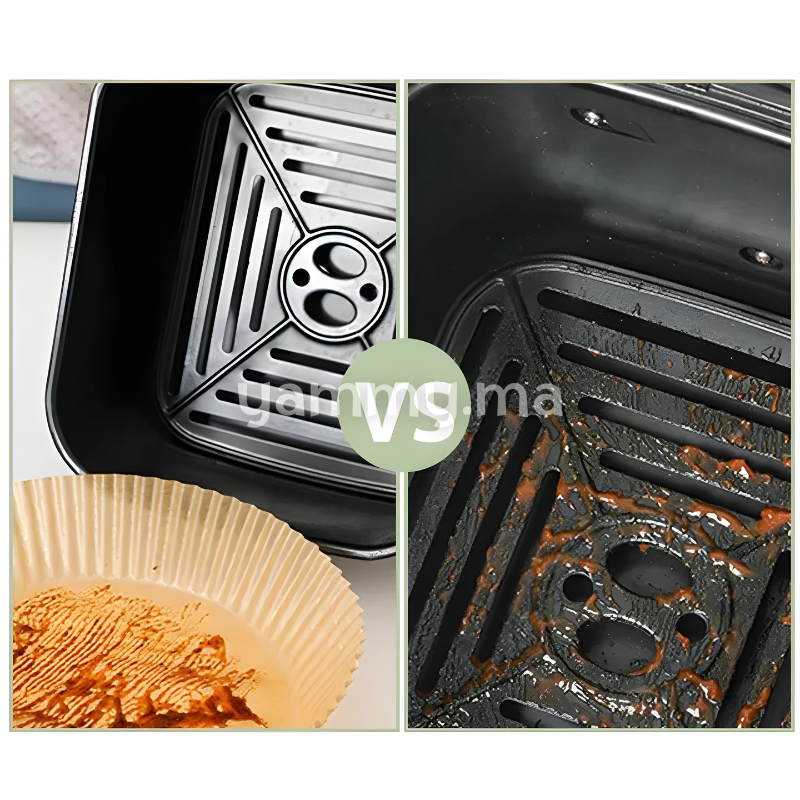 Papier Cuisson Sulfurisé Carré pour Friteuse à Air Fryer 50 Pc