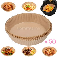 Papier Cuisson Sulfurisé Rond pour Friteuse à Air Fryer x50 Pcs