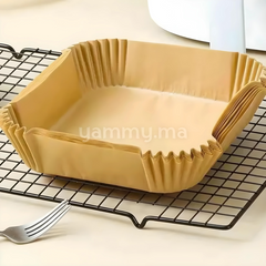 Papier Cuisson Sulfurisé Carré pour Friteuse à Air Fryer 50 Pc