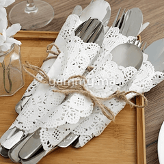 Papier Dentelle Blanc Ronde 9 cm 50 PCs