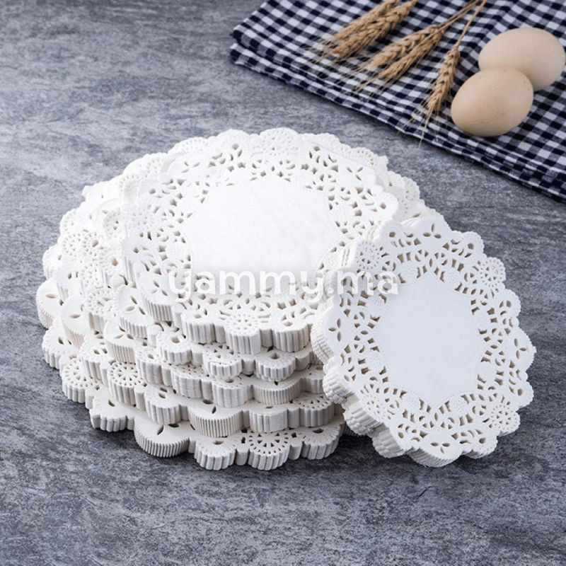 Papier Dentelle Blanc Ronde 9 cm 50 PCs