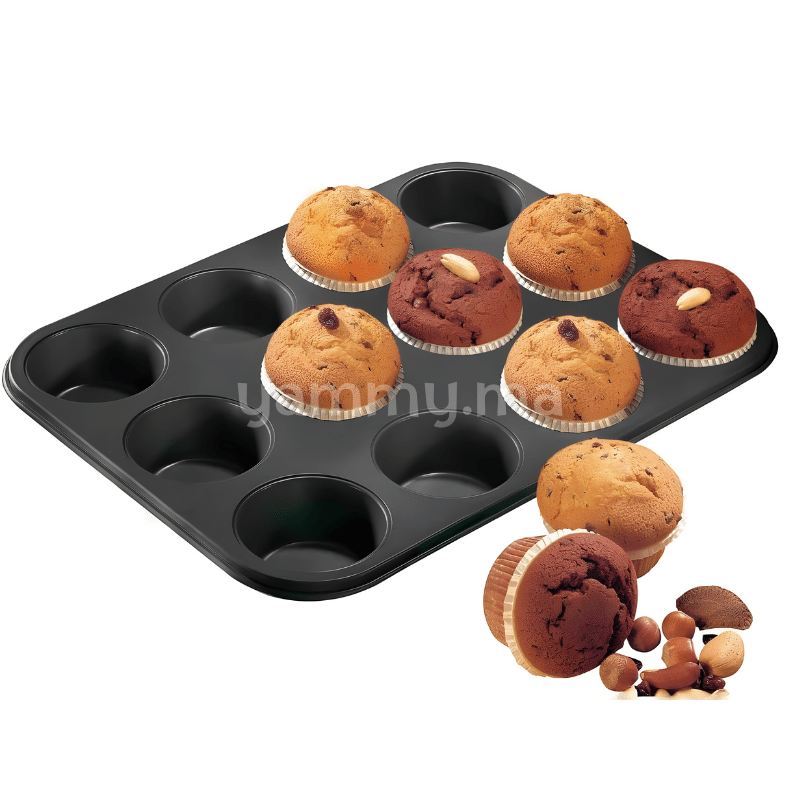 Moule Anti Adhésif à 12 Muffins Cupcakes "Moka" 35CM - Ibili 820501