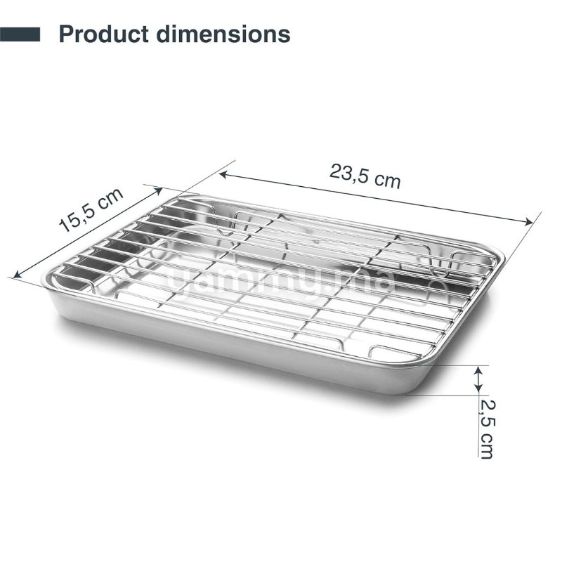 Plat à Four avec Grille en Inox 23.5x15.5 cm - Lacor 15563