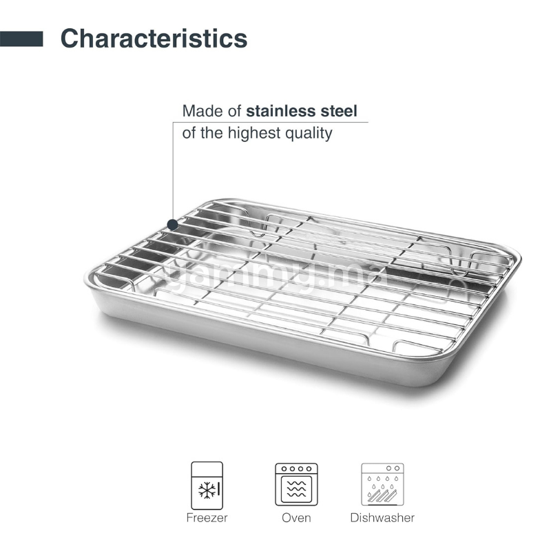 Plat à Four avec Grille en Inox 26.5x20.5 cm - Lacor 15566