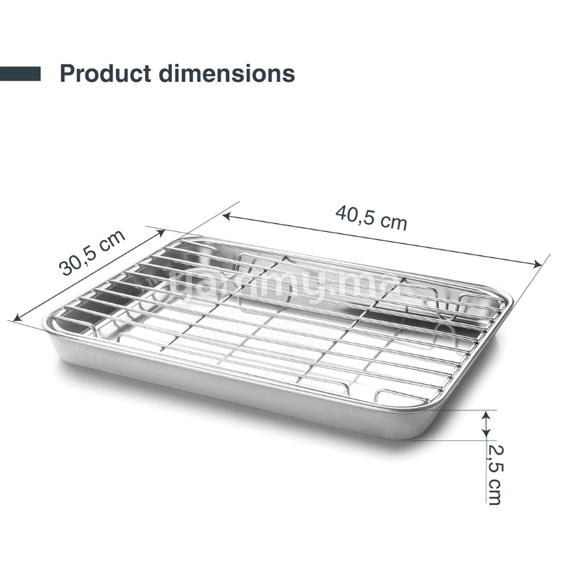 Plat à Four avec Grille en Inox 40.5x30.5 cm - Lacor 15567