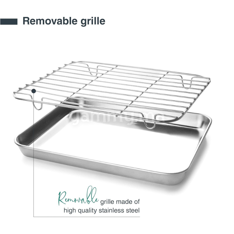 Plat à Four avec Grille en Inox 26.5x20.5 cm - Lacor 15566