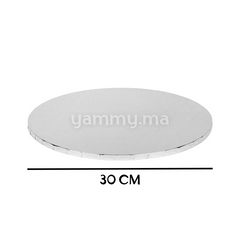 Présentoir et Support Gâteau Cake Board Rond Ø 30 cm Argent
