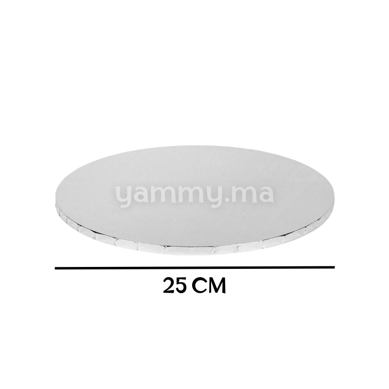 Présentoir et Support Gâteau Cake Board Rond Ø 25 cm Argent