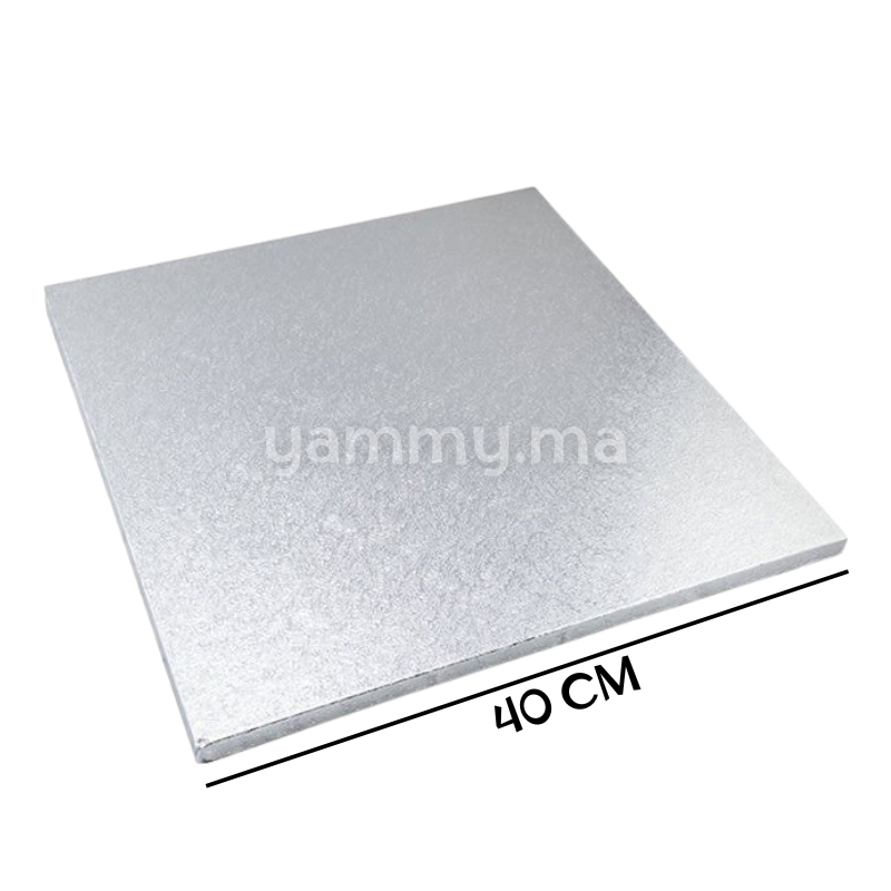 Présentoir et Support Gâteau Cake Board Carré 40 cm Argent