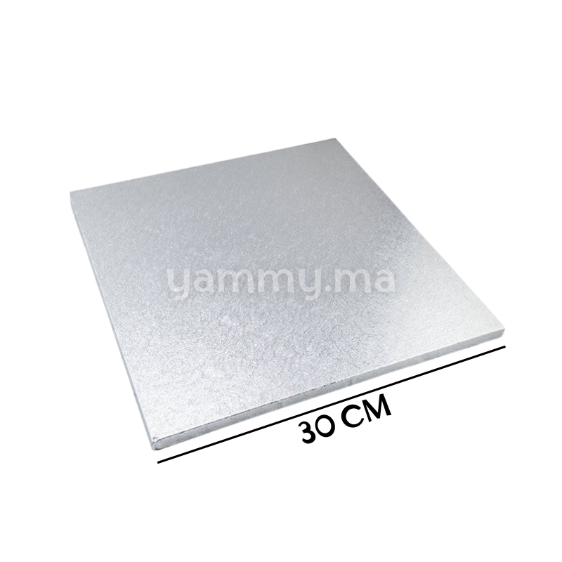 Présentoir et Support Gâteau Cake Board Carré 30 cm Argent