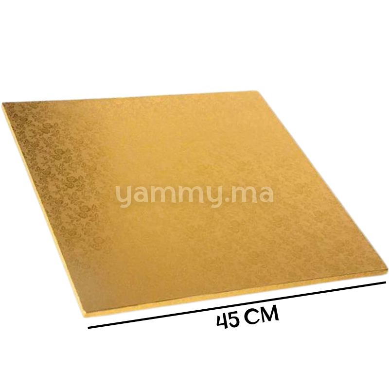Présentoir et Support Gâteau Cake Board Carré 45 cm OR
