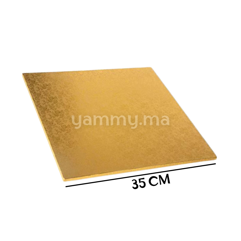 Présentoir et Support Gâteau Cake Board Carré 35 cm OR
