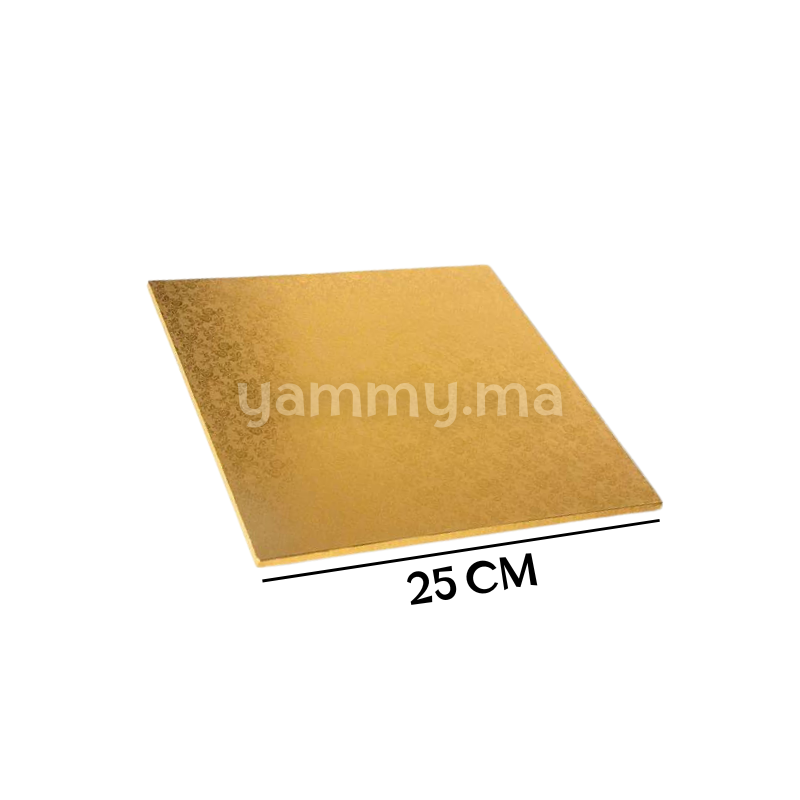 Présentoir et Support Gâteau Cake Board Carré 25 cm OR