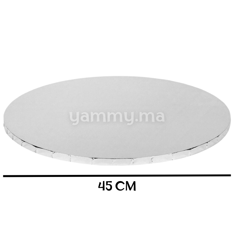 Présentoir et Support Gâteau Cake Board Rond Ø 45 cm Argent