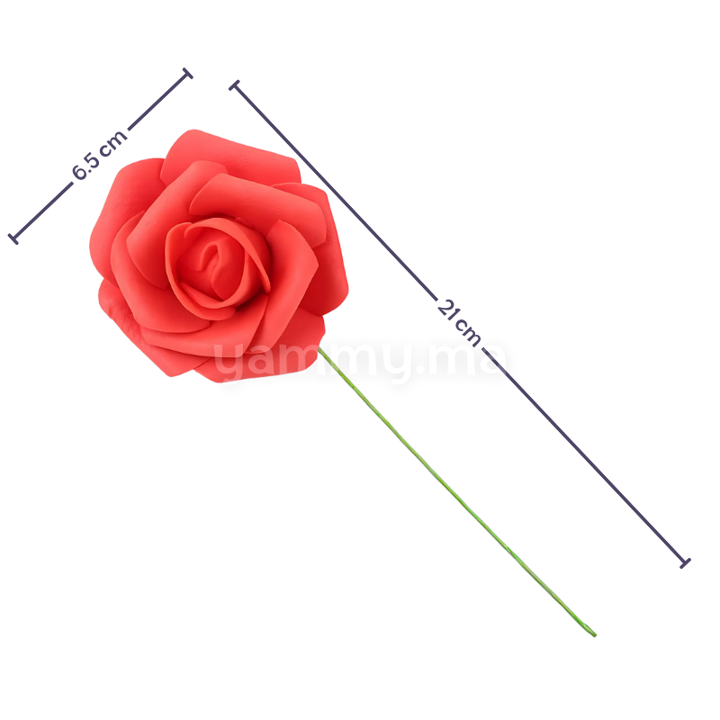 Roses Artificielles Rouges en Mousse avec Tige