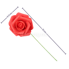 Roses Artificielles Rouges en Mousse avec Tige