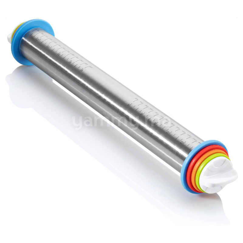 Rouleau à Patisserie en Inox avec Anneaux d'épaisseur 35 cm