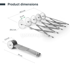 Rouleau et Bicyclette Multicoupe Cannelée 5 Roulettes en Inox - Lacor 68247