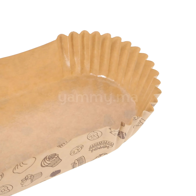 SET. 20 Caissettes à Tartelette Oblong / Éclair en Papier kraft 14.5 cm