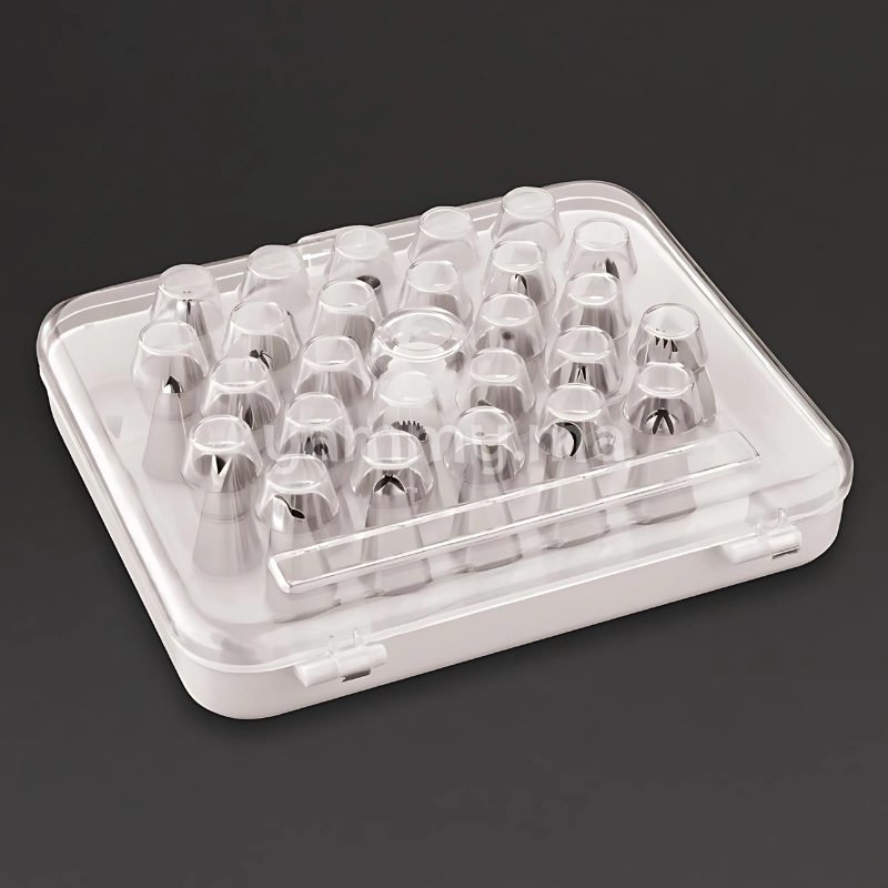 Coffret de 26 Mini Douilles Pâtissières en Inox avec Adaptateur et Clous à Fleur