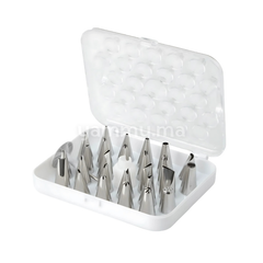 Coffret de 26 Mini Douilles Pâtissières en Inox avec Adaptateur et Clous à Fleur