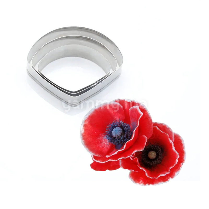 SET. 3 Emporte-pièces Pétale de Coquelicot en Inox