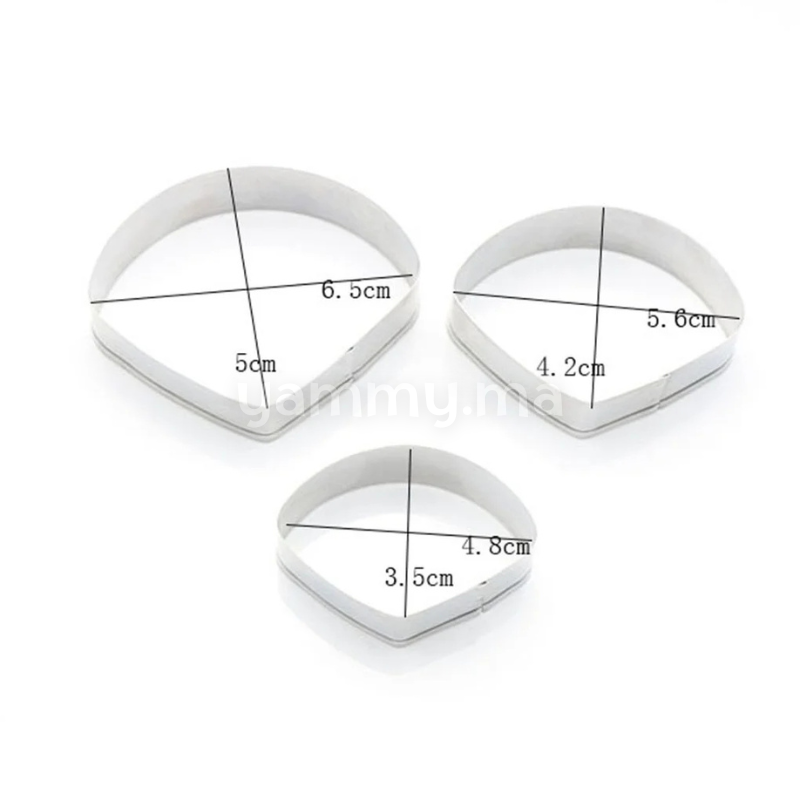 SET. 3 Emporte-pièces Pétale de Coquelicot en Inox