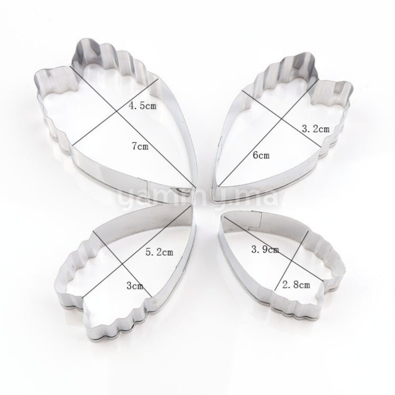 SET. 4 Emporte-pièces Pétale de Pivoine en Inox M1