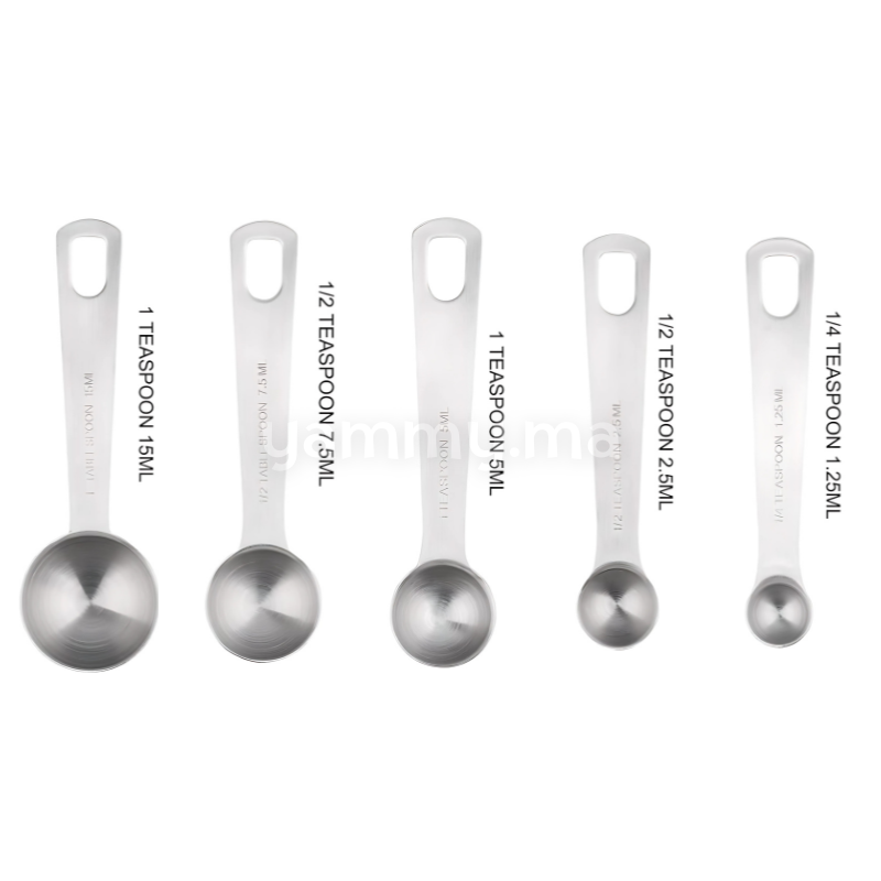 SET. 5 Cuillères Doseuses en Inox