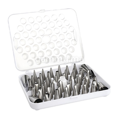 Coffret de 52 Mini Douilles Pâtissières en Inox avec Adaptateur et 2 Clous à Fleur