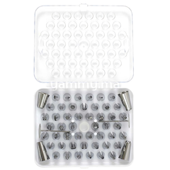 Coffret de 52 Mini Douilles Pâtissières en Inox avec Adaptateur et 2 Clous à Fleur