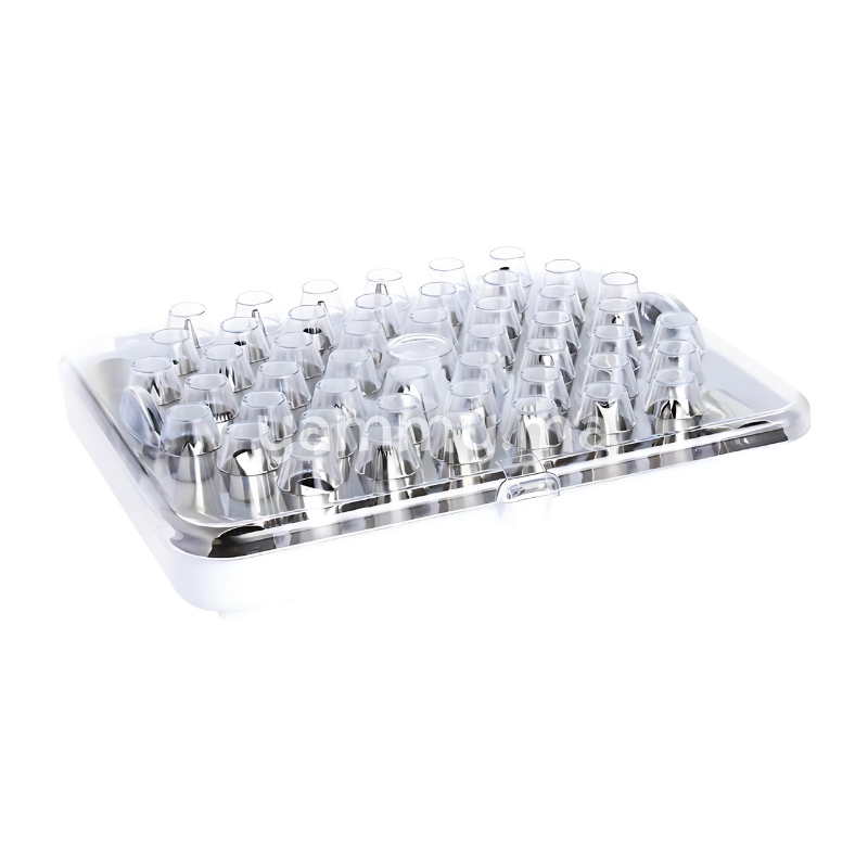 Coffret de 52 Mini Douilles Pâtissières en Inox avec Adaptateur et 2 Clous à Fleur