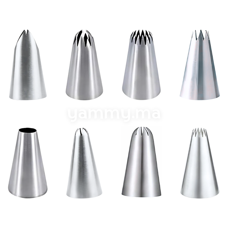 SET. 8 Douilles Pâtisserie en Inox