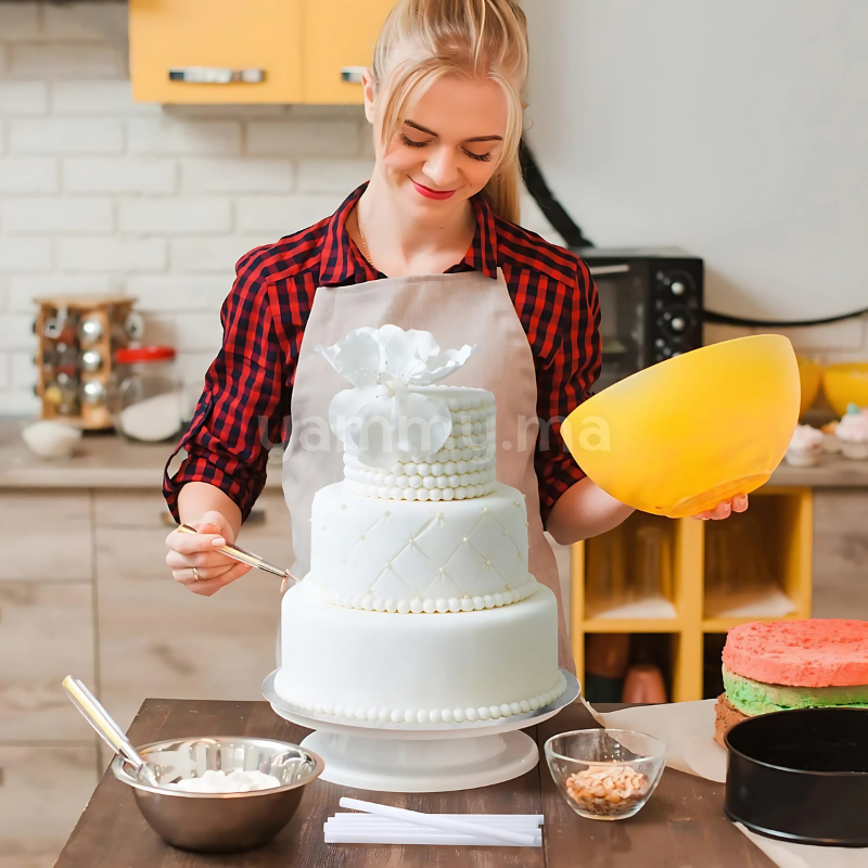 SET.10 Tiges Support Gâteau en Plastique Orange 34 cm