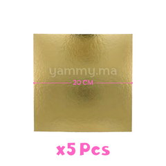 Support Gâteau Carton Carré Or 20x20 cm x5 pcs