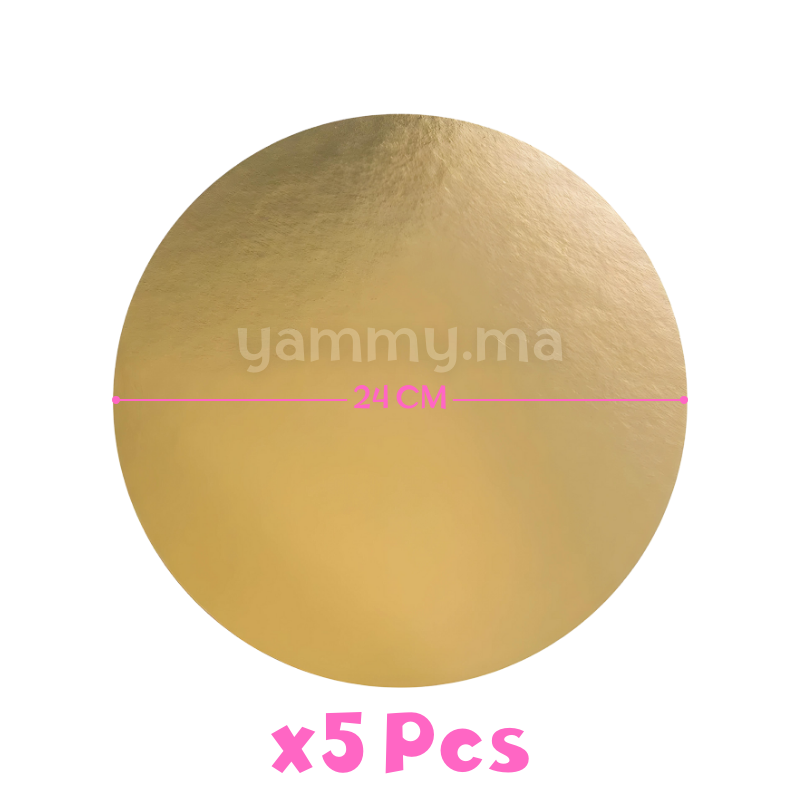 Support Gâteau Carton Rond Or Ø 24 cm x5 pcs