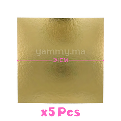 Support Gâteau Carton Carré Or 24x24 cm x5 pcs
