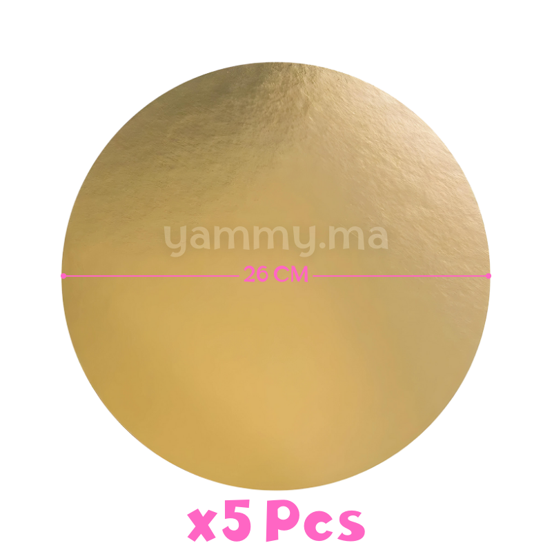 Support Gâteau Carton Rond Or Ø 26 cm x5 pcs