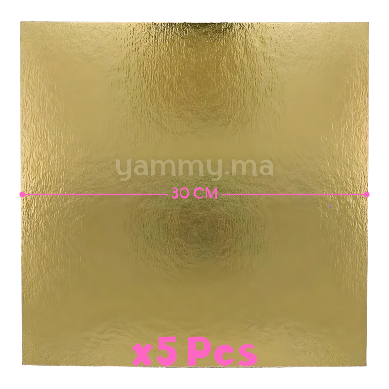 Support Gâteau Carton Carré Or 30x30 cm x5 pcs